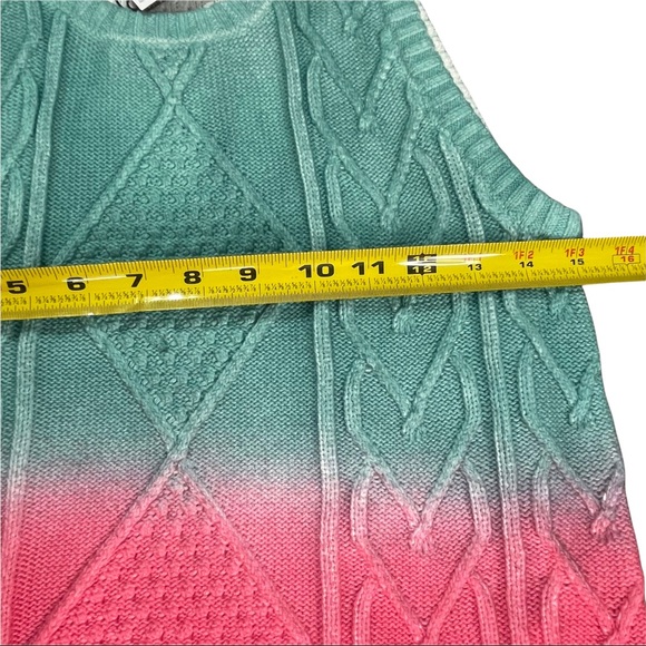 525 America Crystal Blue & Pink Color-Block Diamond-Knit Crewneck Tank NWT XS - Picture 7 of 10